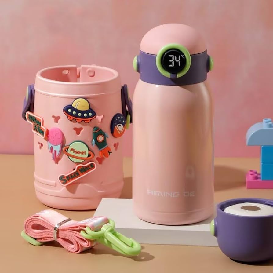 460ml ステンレスボトル 魔法瓶 キッズ ストロー付きコップ付